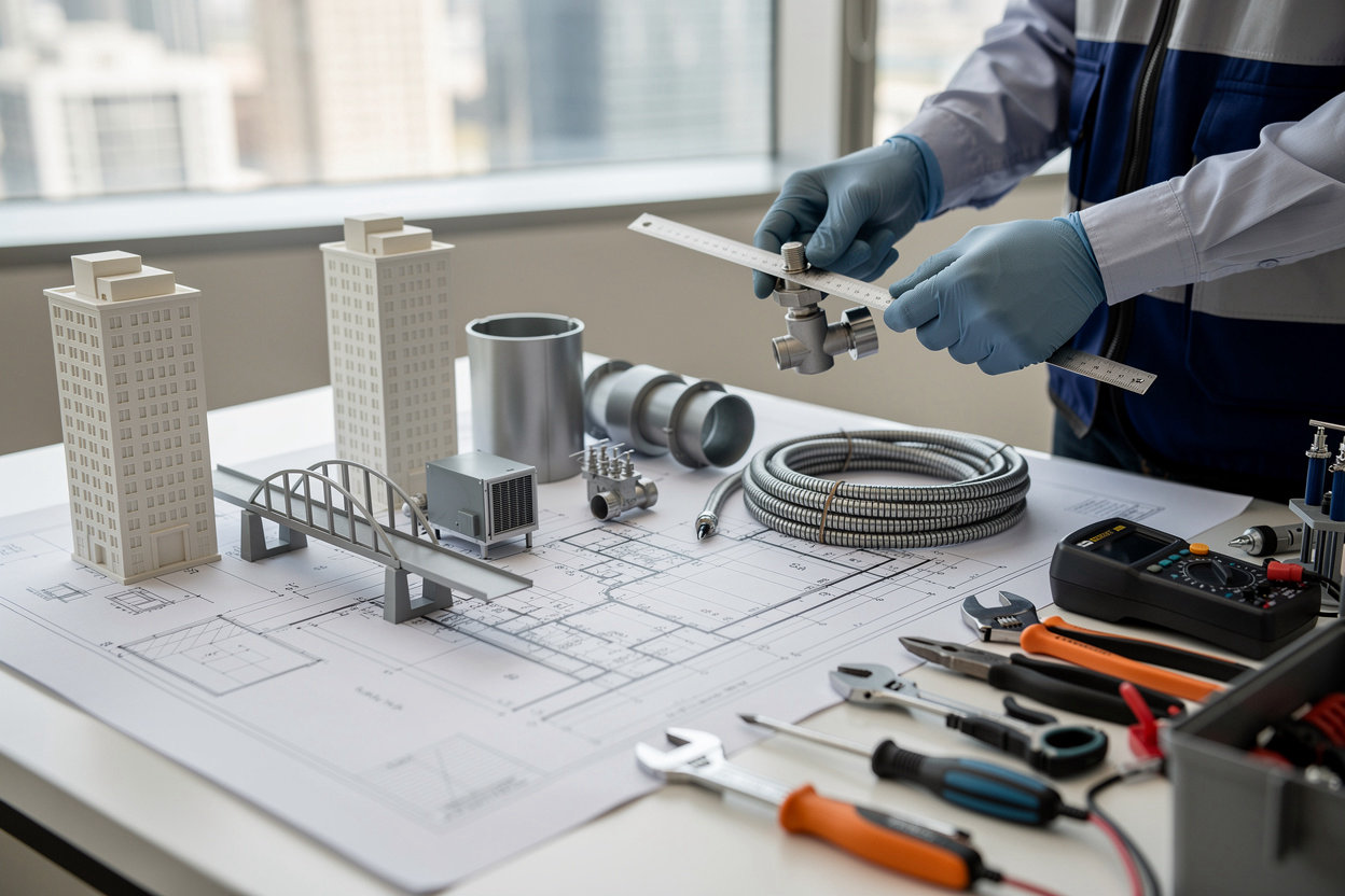 UCES Middle East professional engineering services including civil, mechanical, MEP systems, and facility maintenance for Abu Dhabi projects